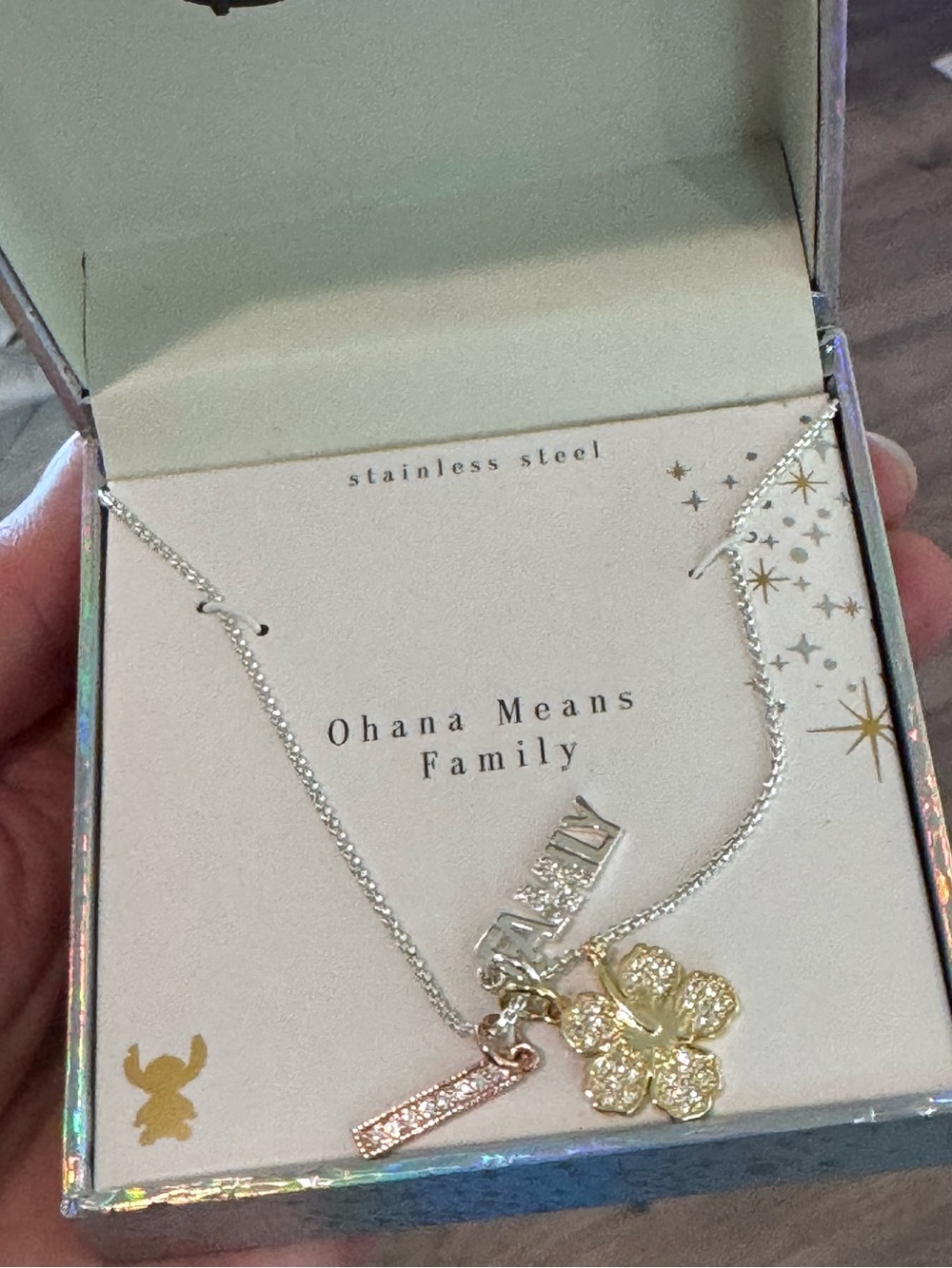 Lilo Stitch Ohana Means Family necklace